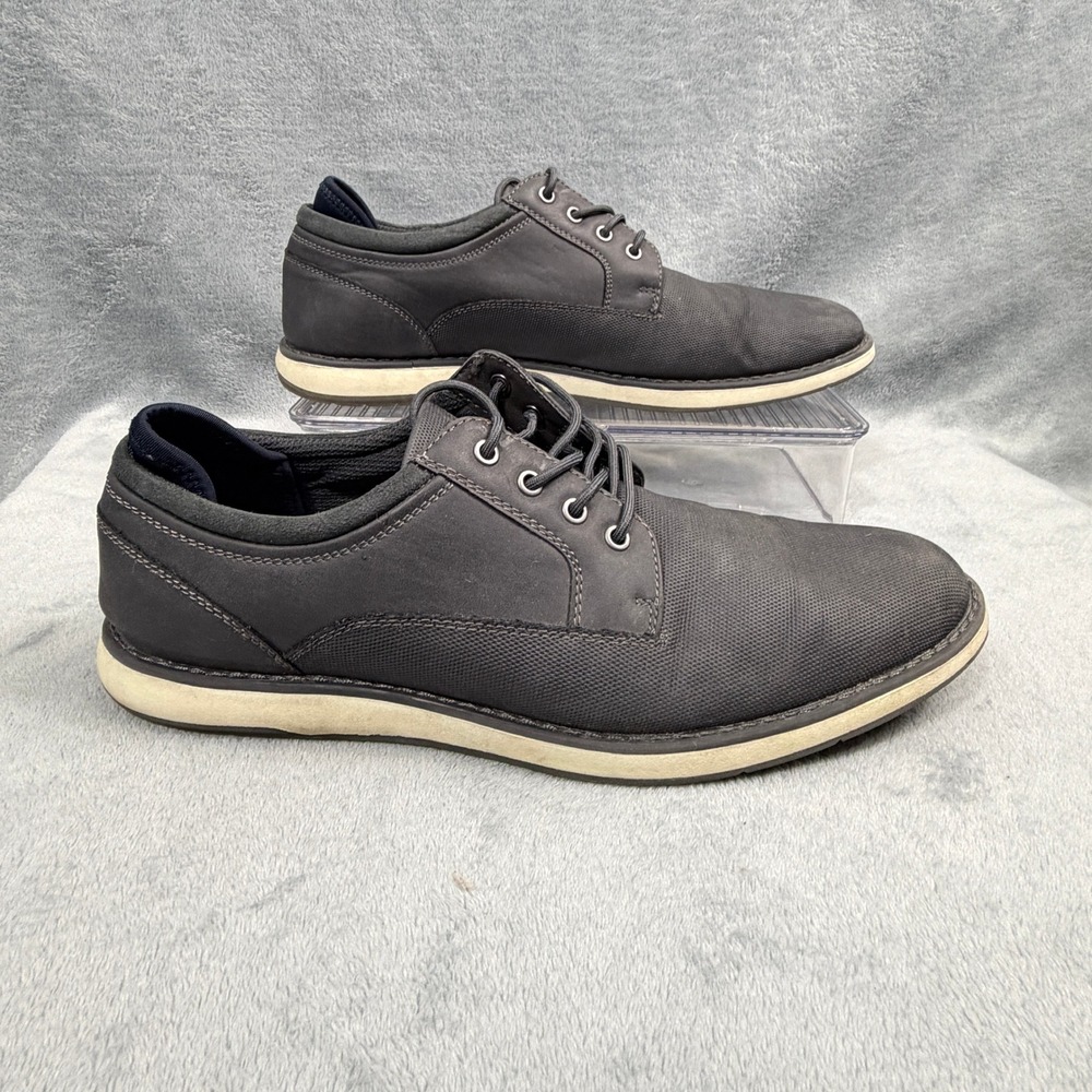 Aldo Mens 10.5 Gray Dress Shoes Lace Up Oxford Mixed Media Quiet Luxury Casual